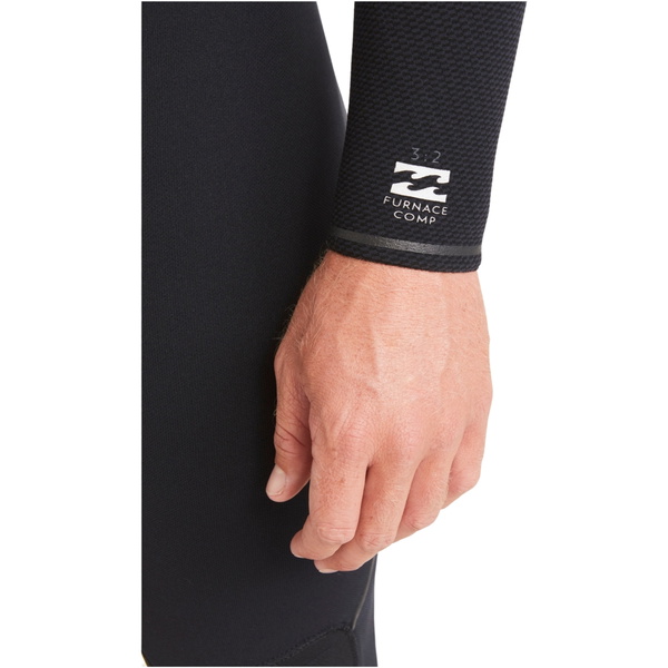 2024 Billabong Mænd Furnace Comp 3/2mm Chest Zip Våddragt Abyw100198 - Sort
